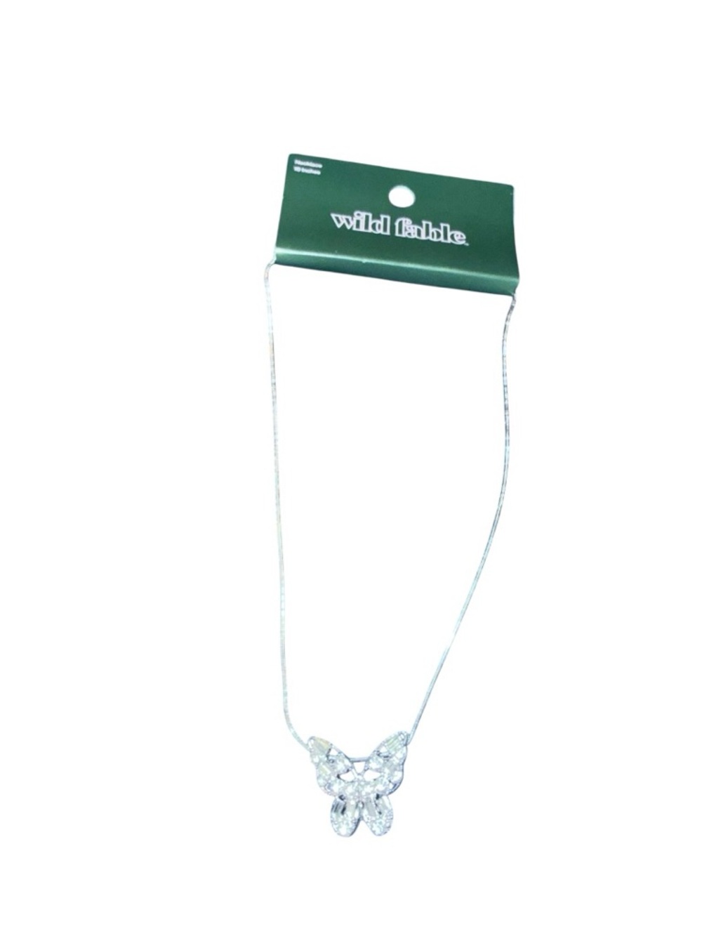 wild fable Silver Butterfly Pendant Necklace with Clear Stones